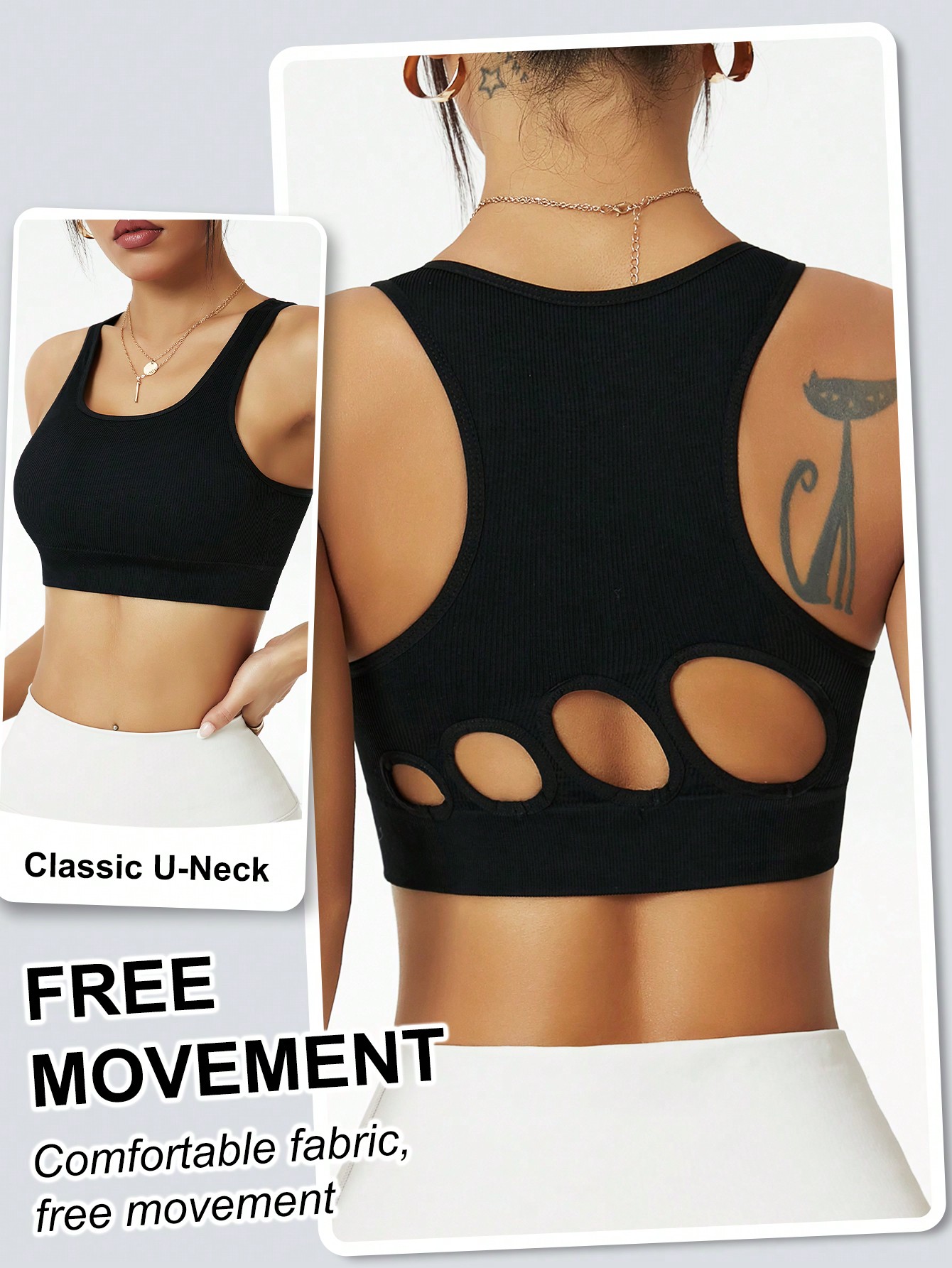 Seamless Ribbed Workout Tank Top - Sujetador deportivo acanalado sin costuras para