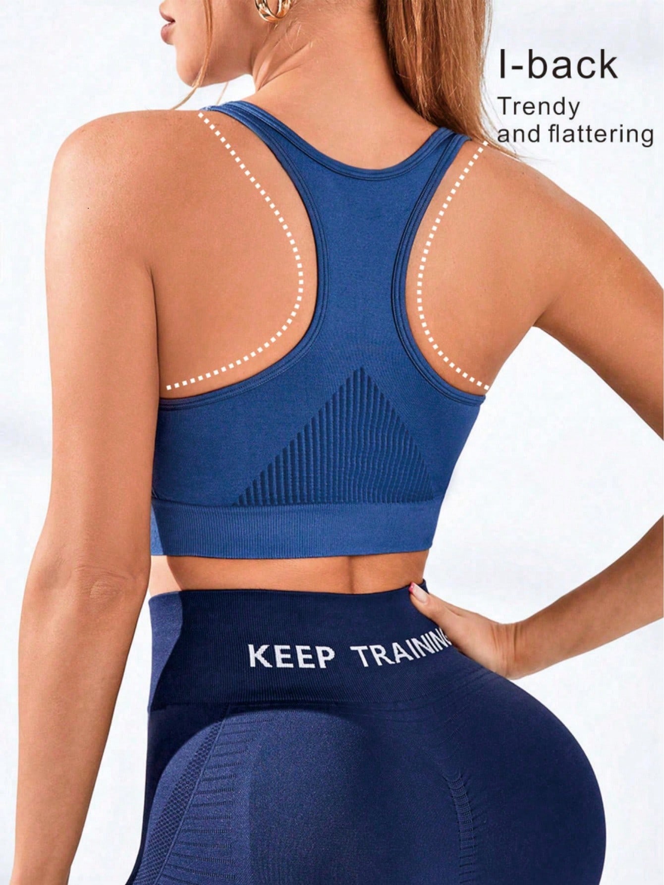Seamless Ribbed Workout Tank Top - Sujetador deportivo tipo racerback para mujer,
