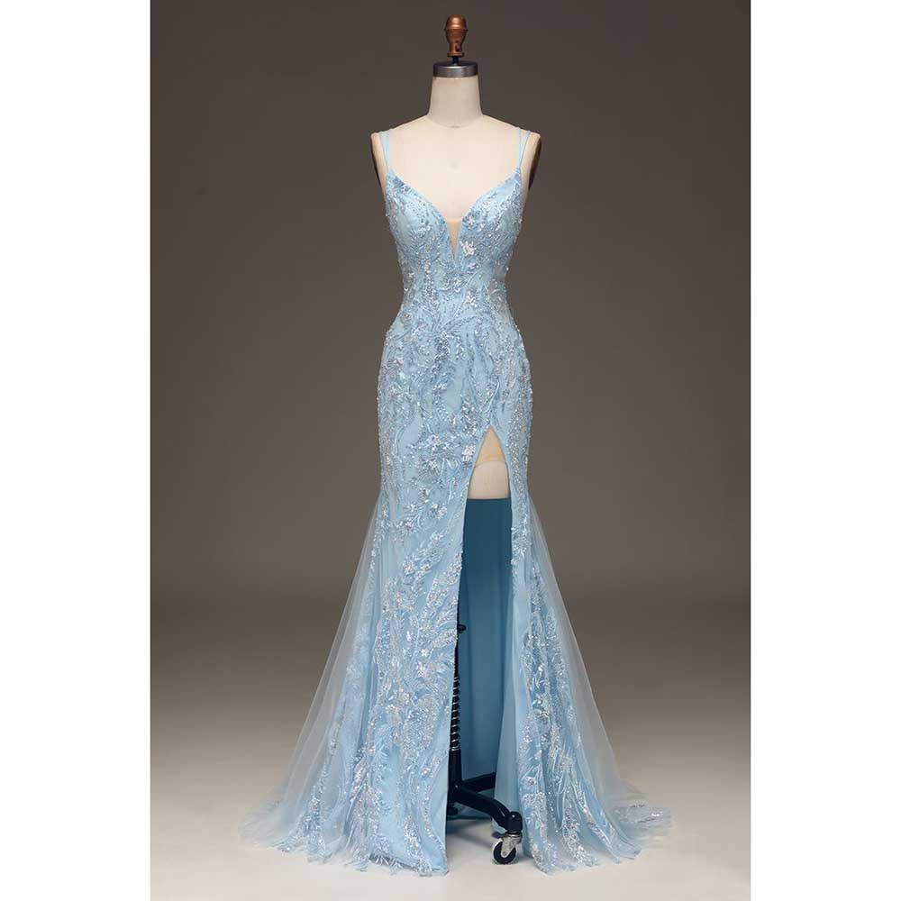 Elegant Satin Evening Gown Split - Vestidos de fiesta de noche elegantes