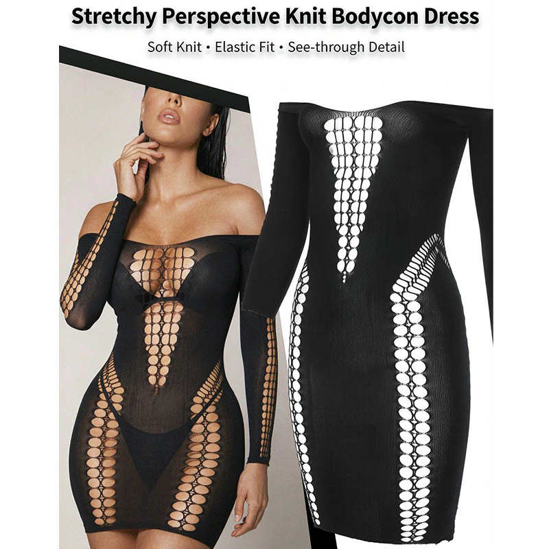 Sexy Mesh Sheer Bodycon Dress - Vestido de playa de malla transparente