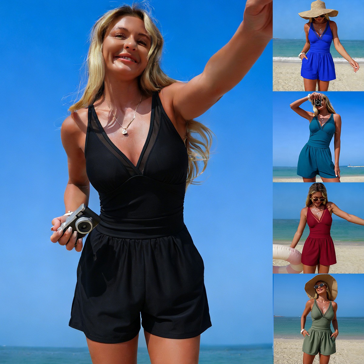 Swimwear - Traje de baño negro de color