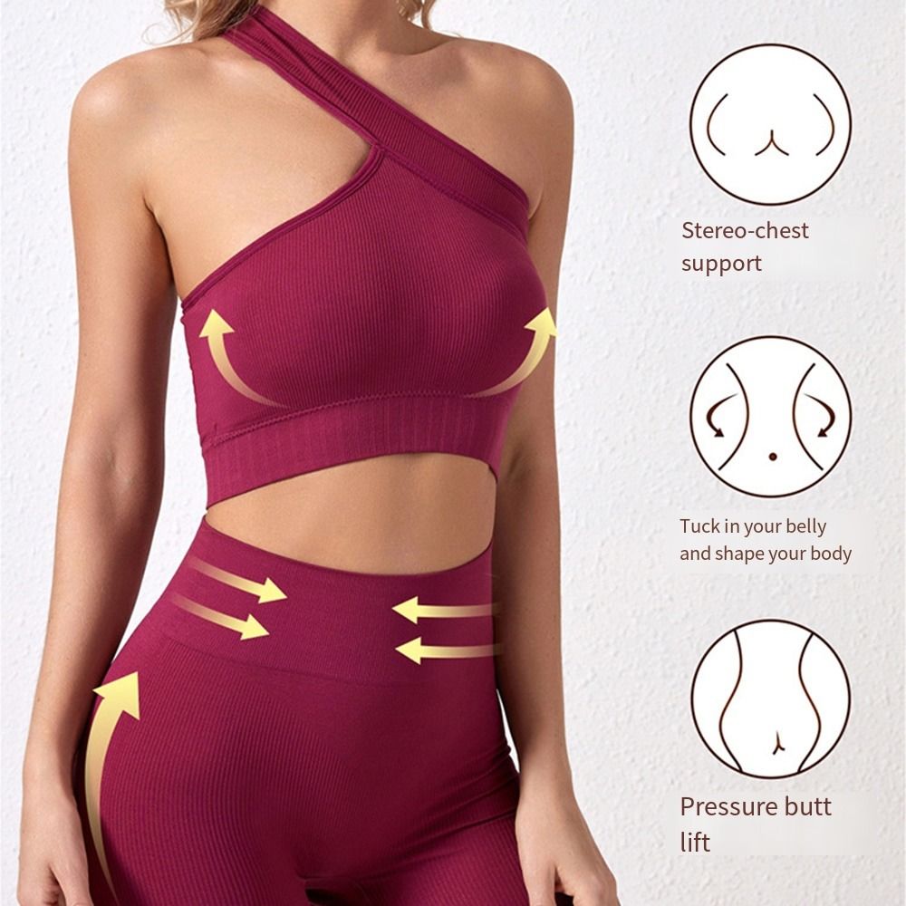 Seamless Ribbed Workout Tank Top - Conjunto Deportivo de 2 Piezas para