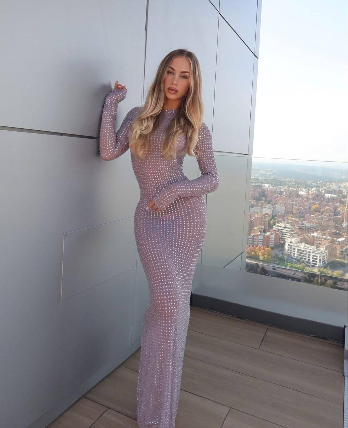 Sparkly Rhinestone Club Party Dress - 2025 nuevo vestido transparente para sesión