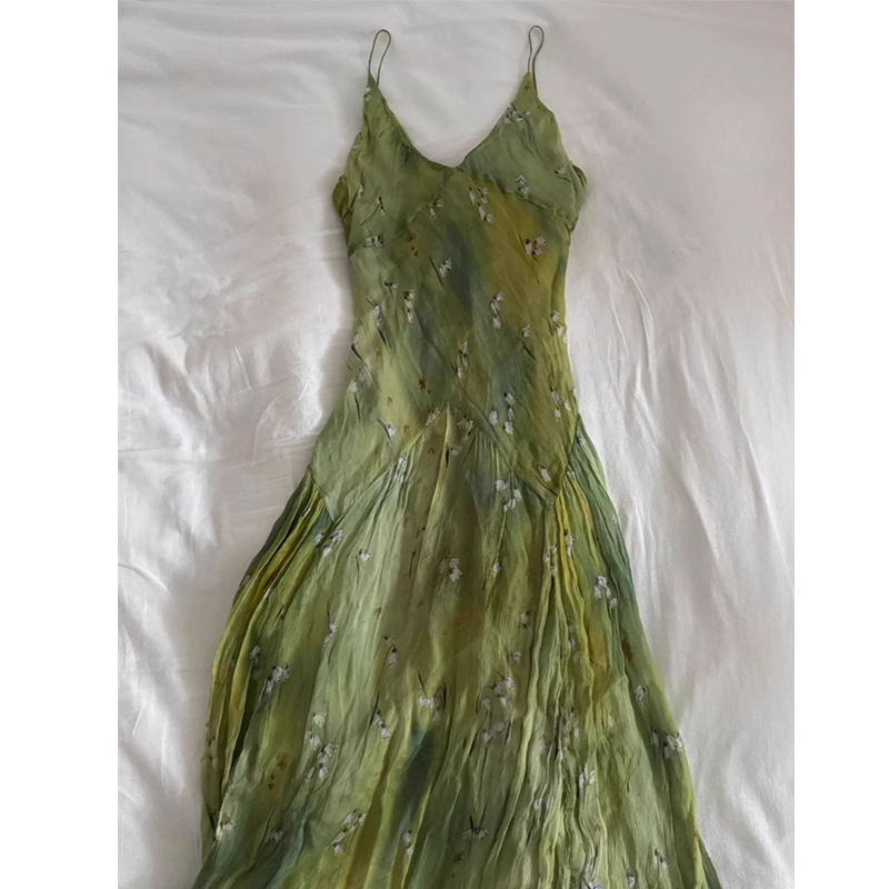French Vintage Floral Midi Dress - 2025 nuevo vestido Midi sin tirantes