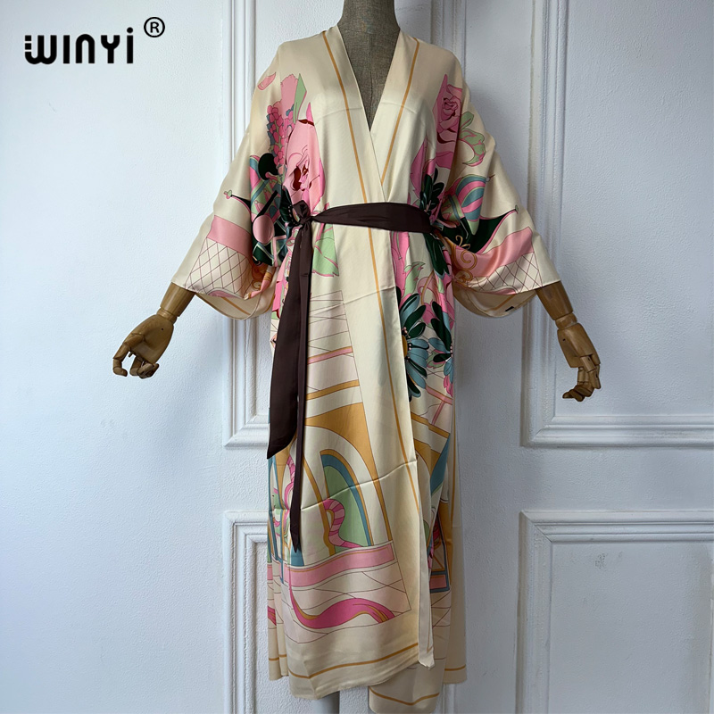 Boho Summer Beach Maxi Dress - WINYI Vestido Kimono de Verano con