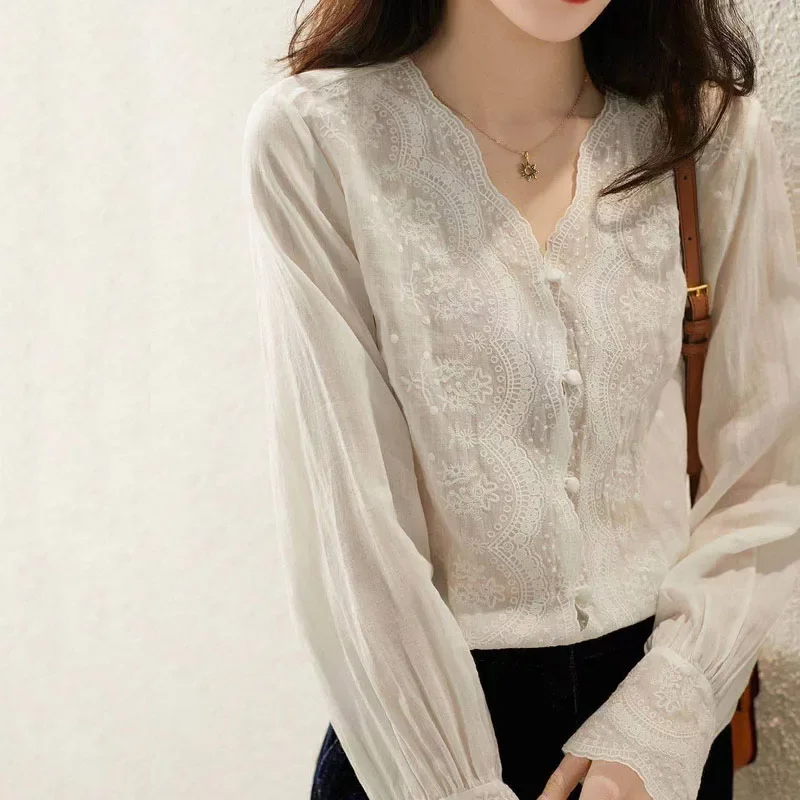 Casual Loose Linen Shirt Dress - GELITAYIN, blusa de lino de manga