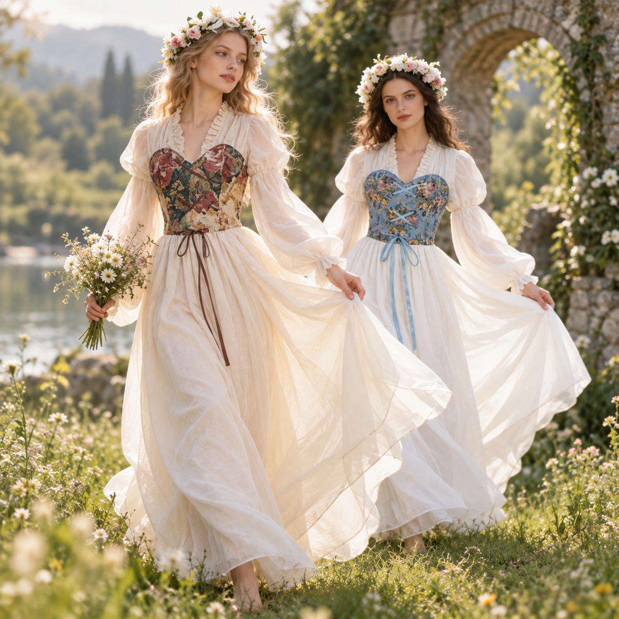 Dresses - Vestido de cintura con corsé de