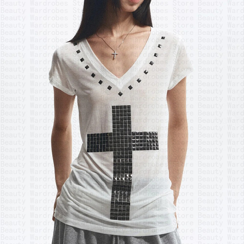 Y2K Graphic Baby Tee Crop - Rock Goth-Top único Y2k, top corto,