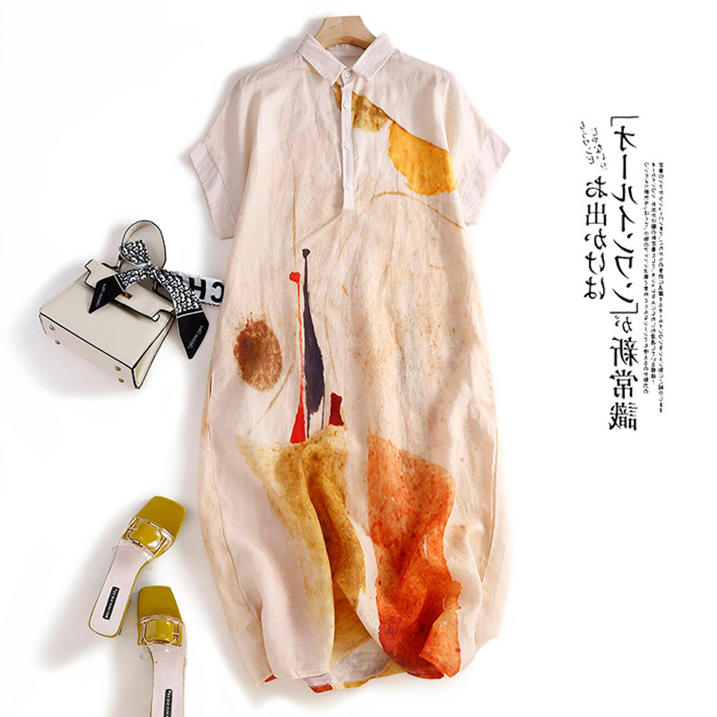 Casual Loose Linen Shirt Dress - Vestido Camisero Casual de Lino y