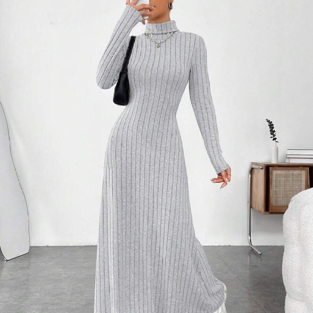 Elegante Vestido Ajustado de O - Bodycon Long Sleeve Ribbed Dress reseña y precio