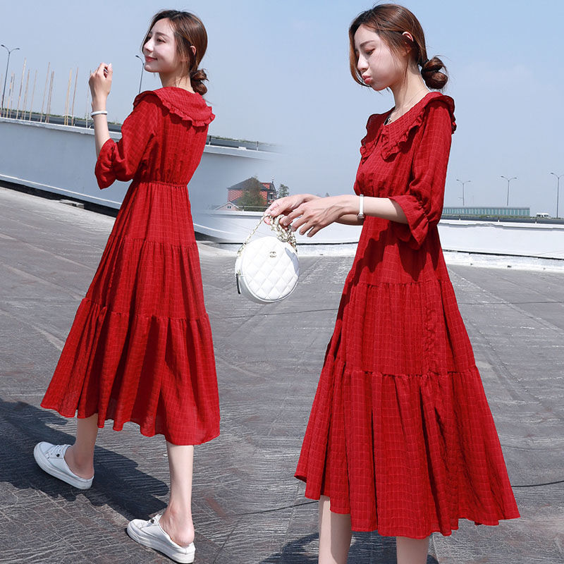 Vestido Midi holgado de chifón - French Vintage Floral Midi Dress reseña y precio