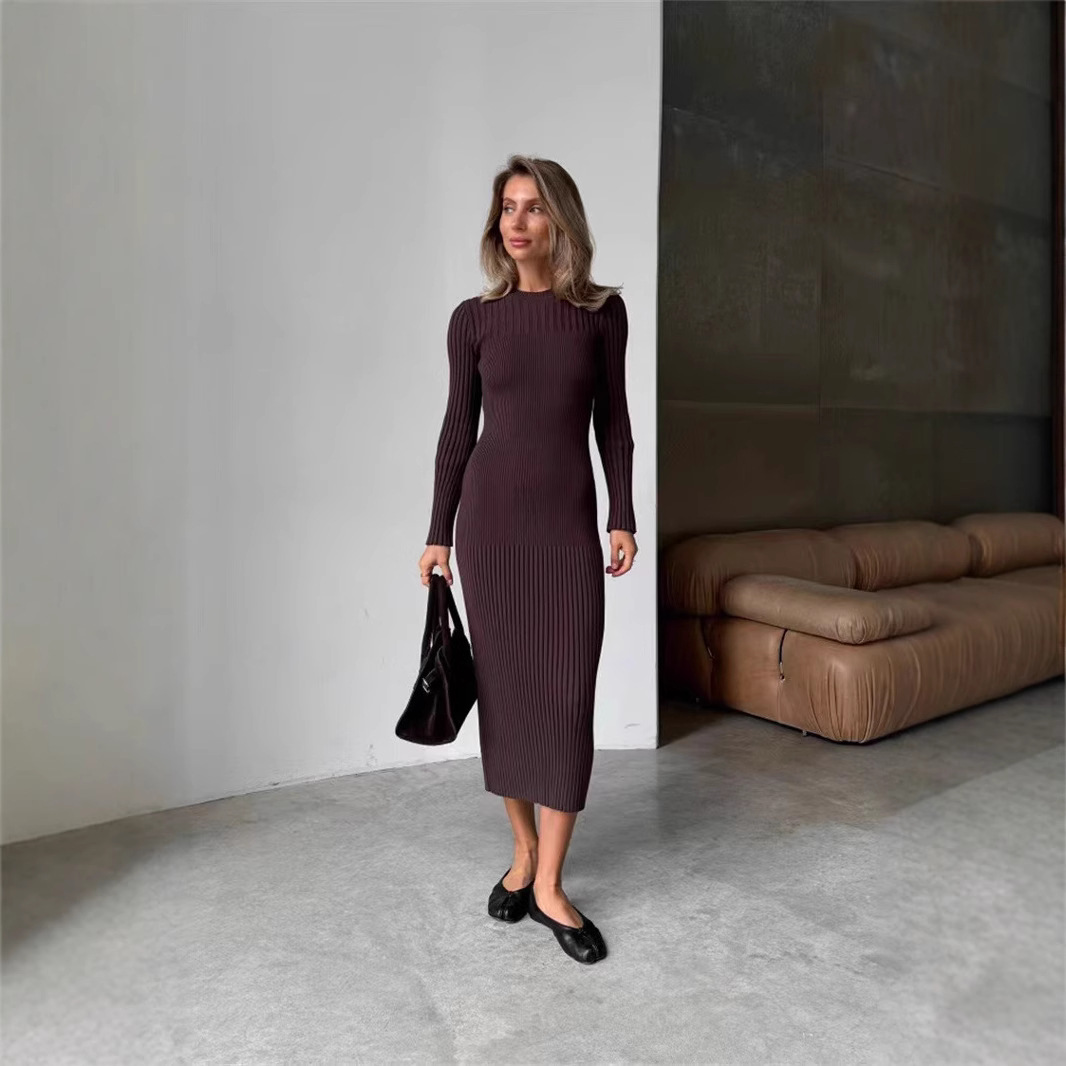 2025 primavera blanco caqui ne - Bodycon Long Sleeve Ribbed Dress reseña y precio