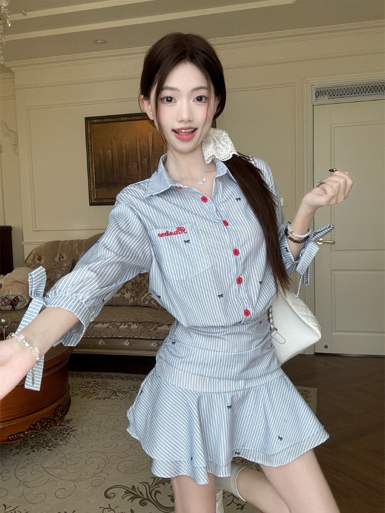Vestido Camisero a Rayas Estil - Korean Style A Line Shirt Dress reseña y precio