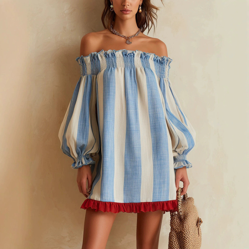 Vestido de mujer 2026 con homb - Off Shoulder Puff Sleeve Sundress reseña y precio