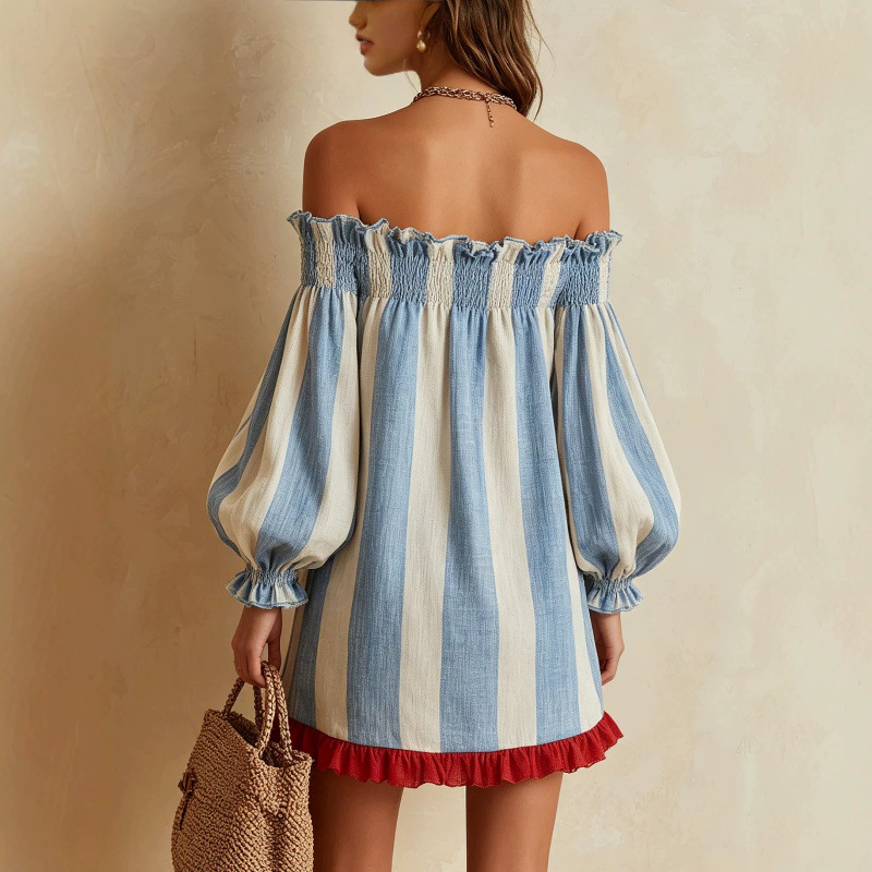 Vestido de mujer 2026 con homb - Off Shoulder Puff Sleeve Sundress reseña y precio