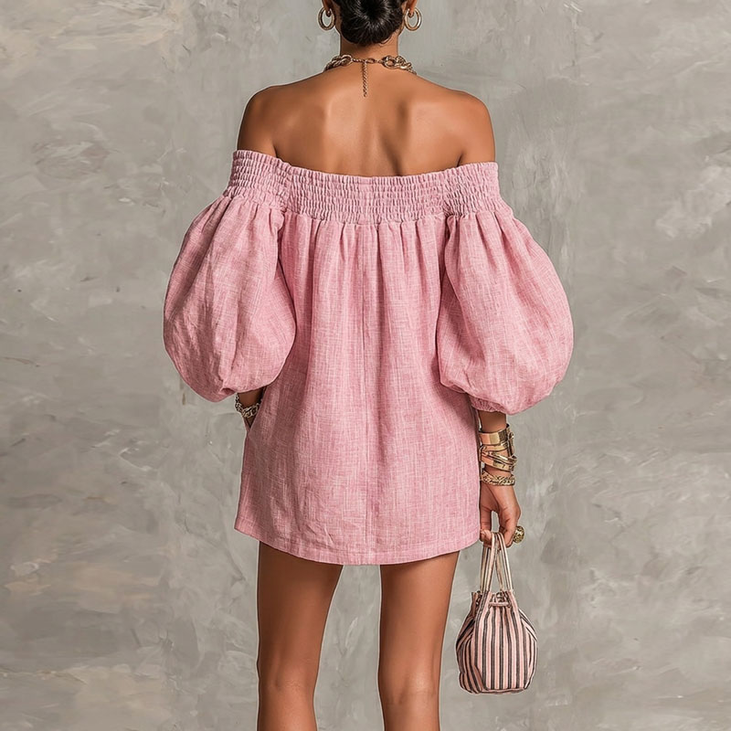 Vestido corto de verano 2026 n - Off Shoulder Puff Sleeve Sundress reseña y precio