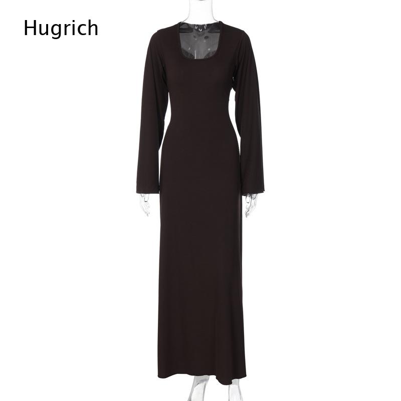 Vestido Maxi Elegante de Punto - Bodycon Long Sleeve Ribbed Dress reseña y precio