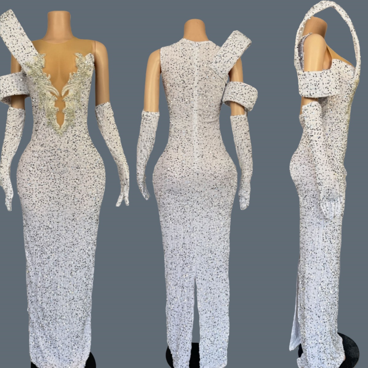Vestido Largo Brillante con Pe - Sparkly Rhinestone Club Party Dress reseña y precio