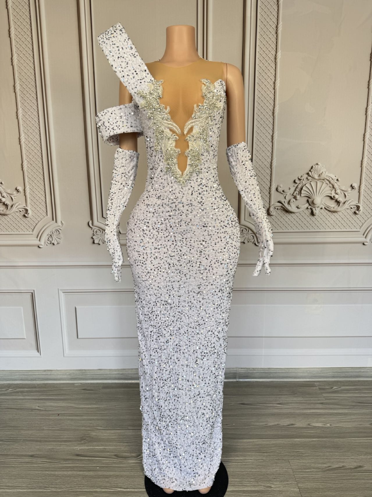 Vestido Largo Brillante con Pe - Sparkly Rhinestone Club Party Dress reseña y precio