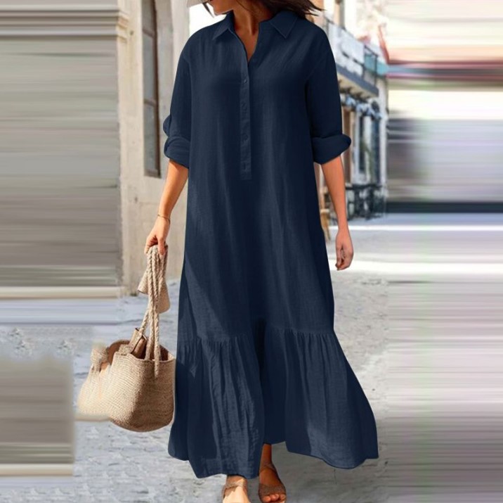 2025 Vestido camisero de lino  - Casual Loose Linen Shirt Dress reseña y precio