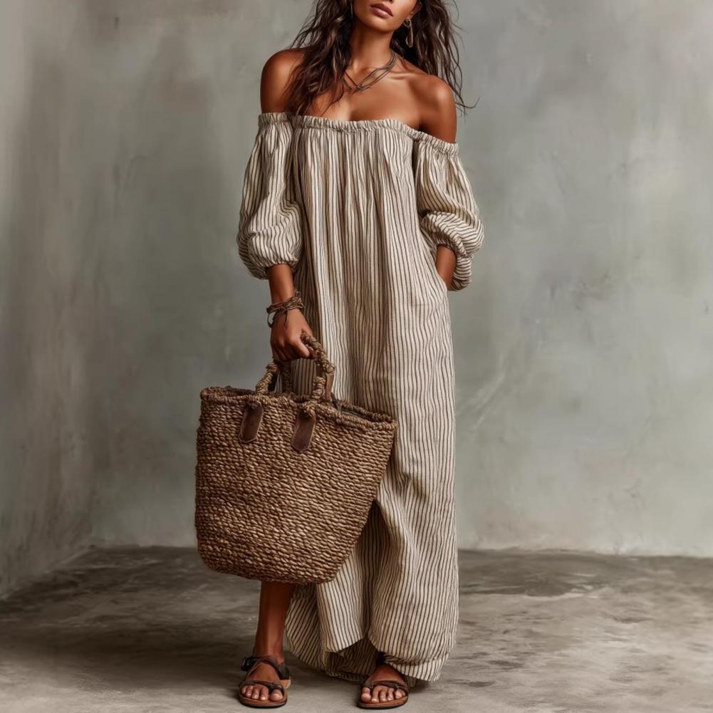 Vestido Largo de Verano para M - Off Shoulder Puff Sleeve Sundress reseña y precio