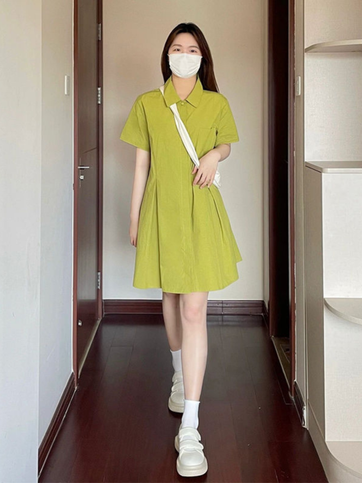Vestido de talla grande con cu - Korean Style A Line Shirt Dress reseña y precio