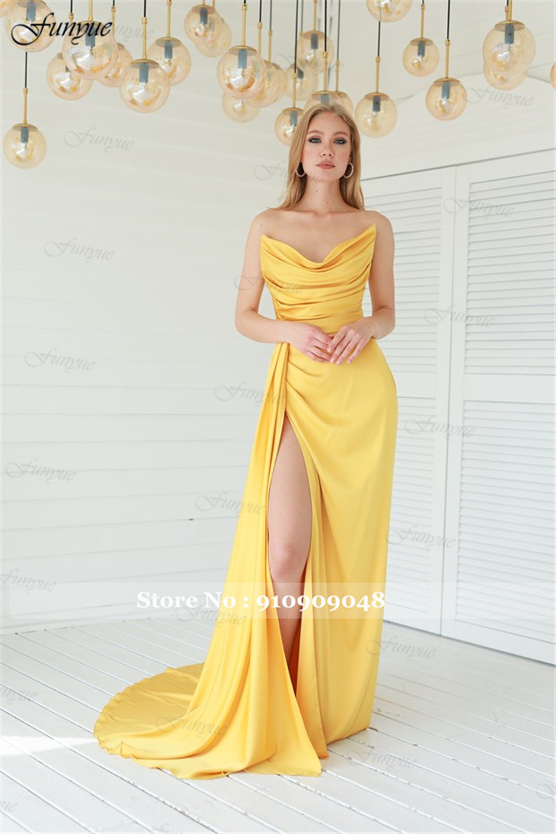 Vestidos de Noche elegantes co - Elegant Satin Evening Gown Split reseña y precio