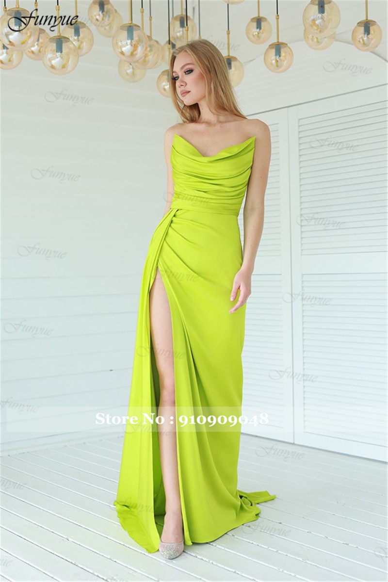 Vestidos de Noche elegantes co - Elegant Satin Evening Gown Split reseña y precio