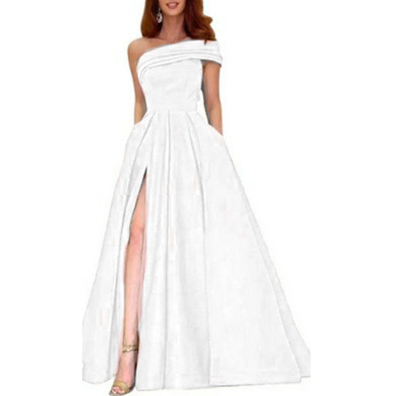 Elegante vestido de noche de s - Elegant Satin Evening Gown Split reseña y precio