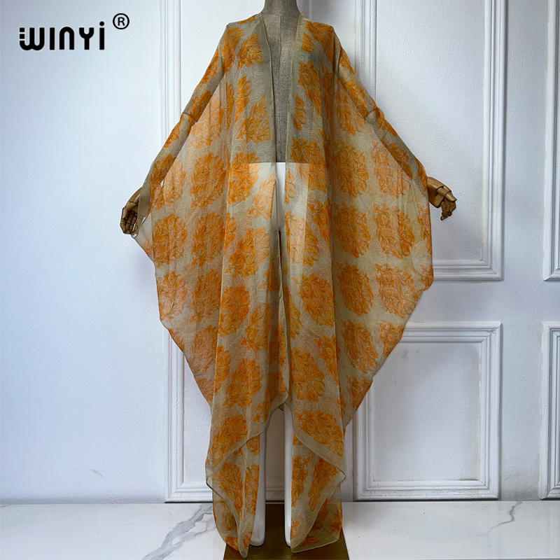 WINYI maxi kimono perspectiva  - Boho Summer Beach Maxi Dress reseña y precio
