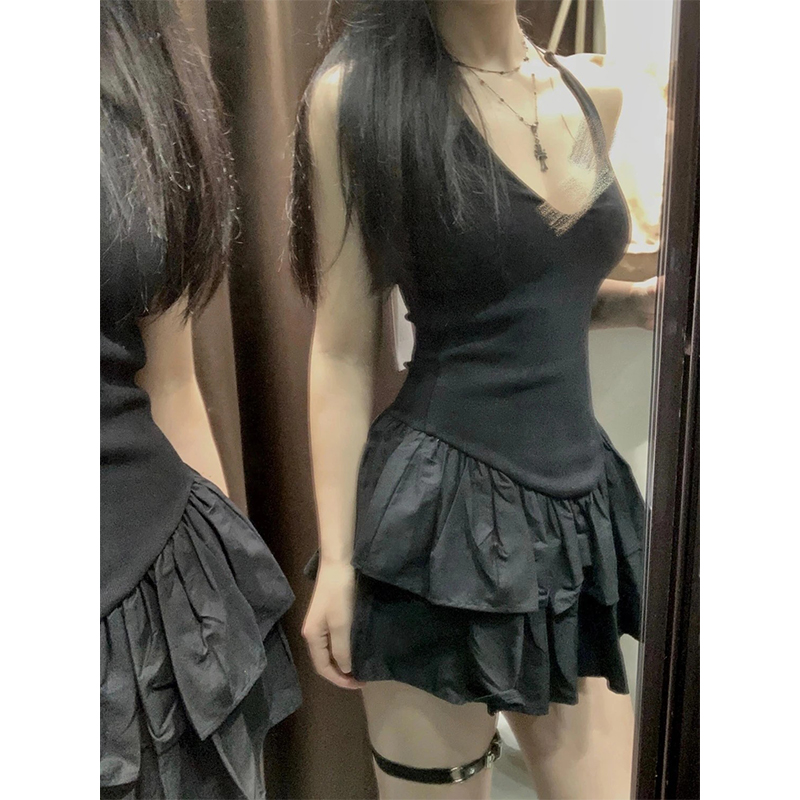 MEXZT Y2K Mini vestido negro m - Y2K Backless Halter Mini Dress reseña y precio
