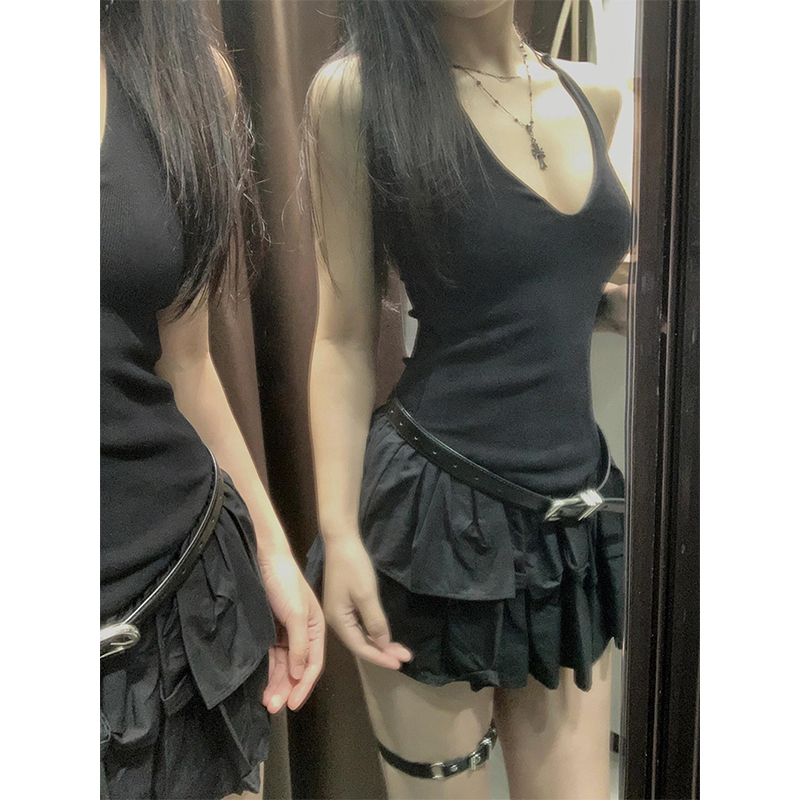 MEXZT Y2K Mini vestido negro m - Y2K Backless Halter Mini Dress reseña y precio