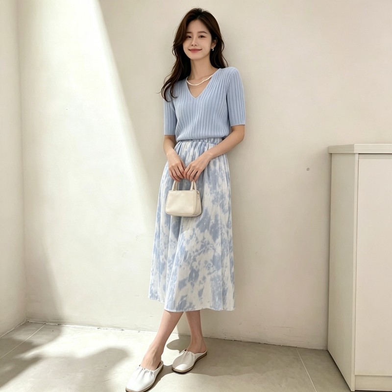 Conjunto de dos piezas de cami - Korean Style A Line Shirt Dress reseña y precio