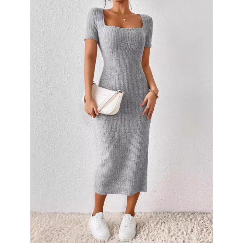 Vestido Midi de Punto Acanalad - Bodycon Long Sleeve Ribbed Dress reseña y precio