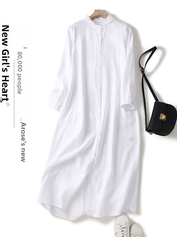 Vestido Camisero Casual de Alg - Casual Loose Linen Shirt Dress reseña y precio