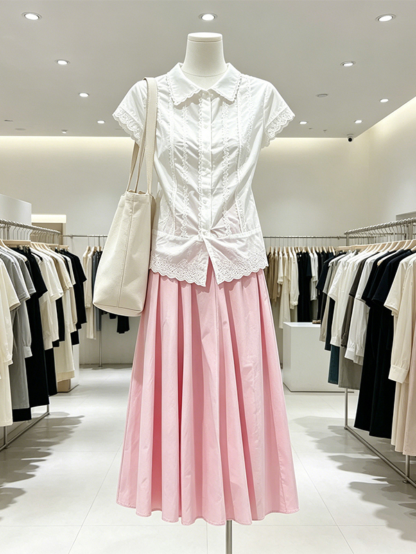 Conjunto elegante de camisa de - Korean Style A Line Shirt Dress reseña y precio