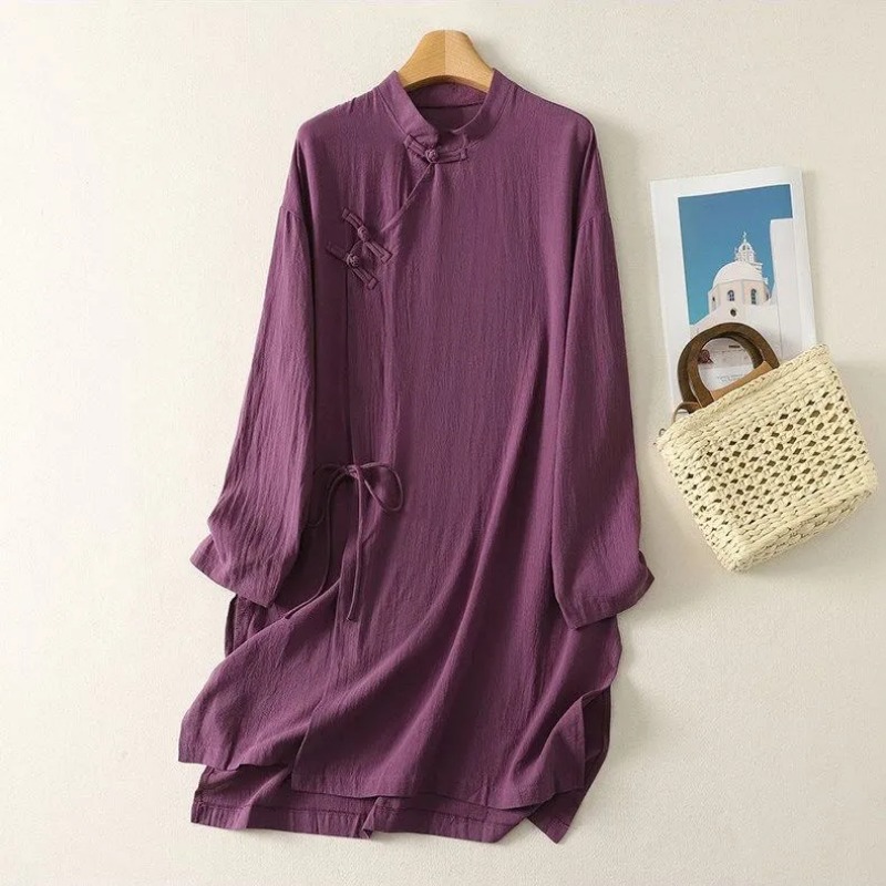Vestido Túnica de Lino Estilo  - Casual Loose Linen Shirt Dress reseña y precio