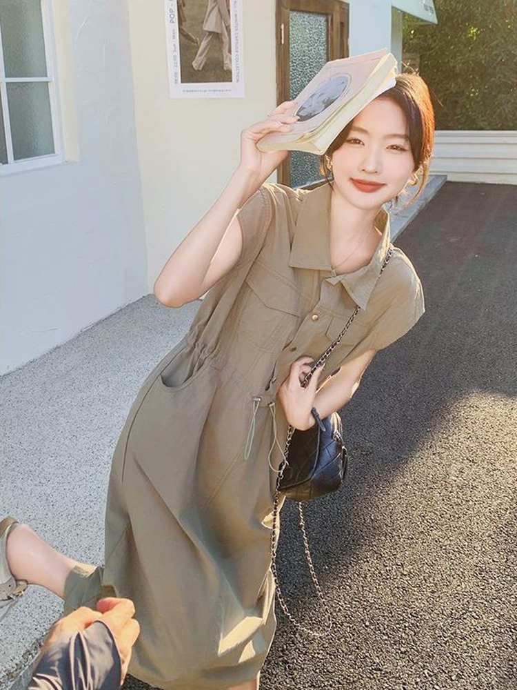 Vestido Camisero Estilo Corean - Korean Style A Line Shirt Dress reseña y precio
