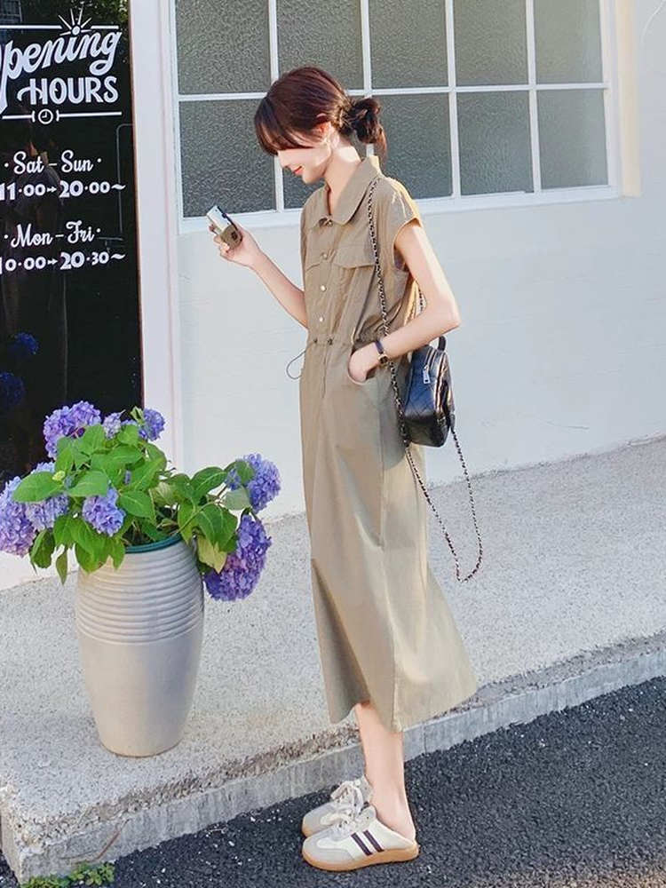 Vestido Camisero Estilo Corean - Korean Style A Line Shirt Dress reseña y precio