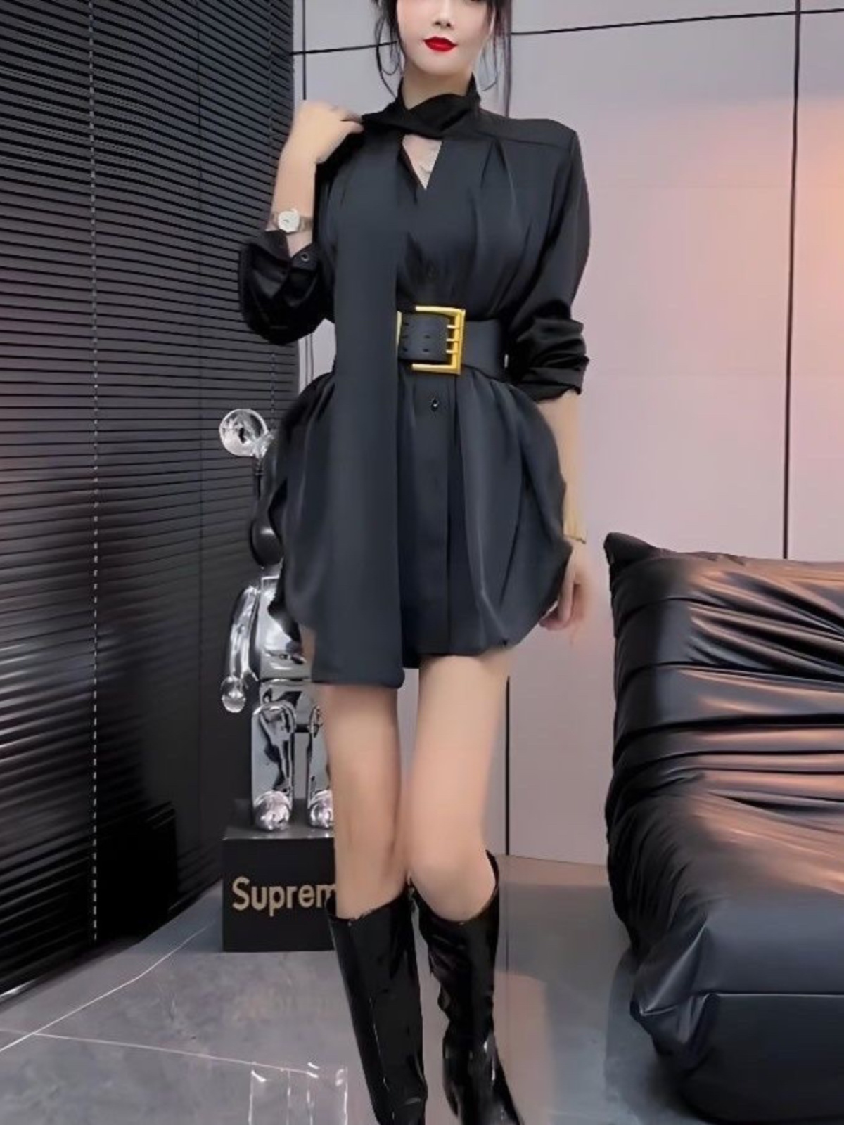 Vestido Camisero de Seda Blanc - Korean Style A Line Shirt Dress reseña y precio