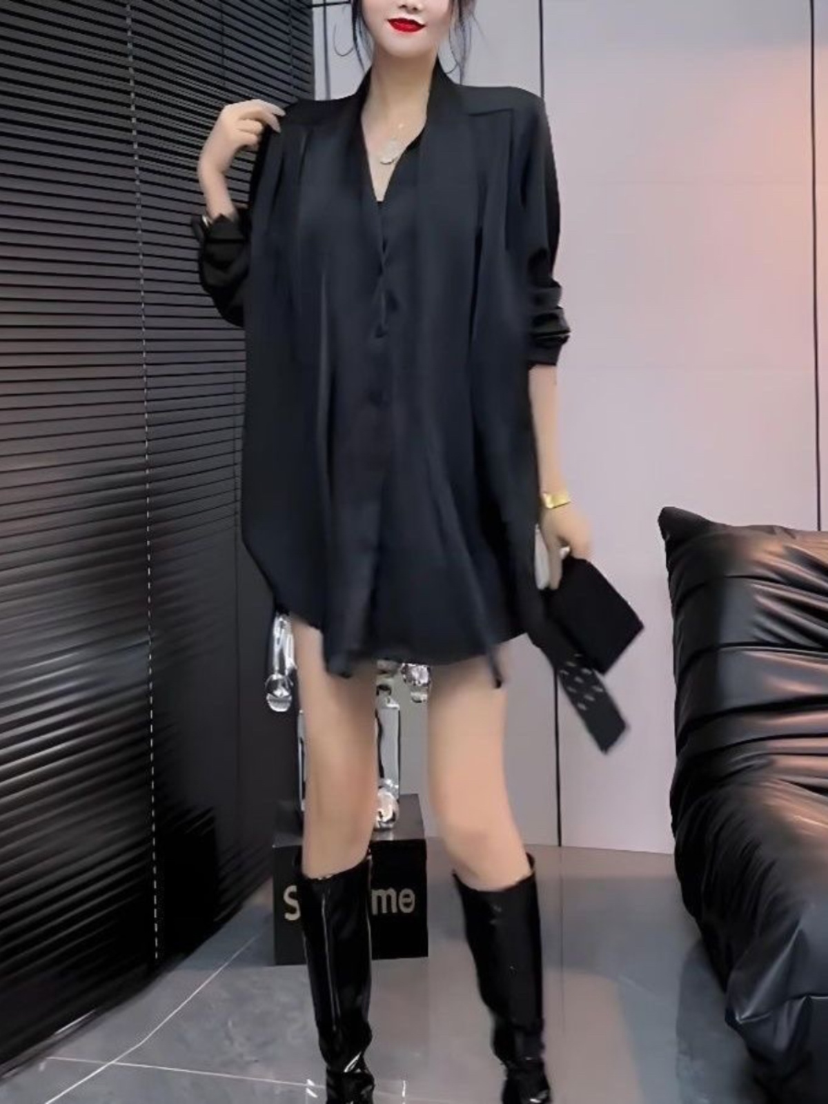 Vestido Camisero de Seda Blanc - Korean Style A Line Shirt Dress reseña y precio