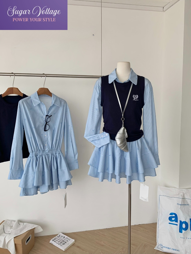 Conjunto de dos piezas de esti - Korean Style A Line Shirt Dress reseña y precio