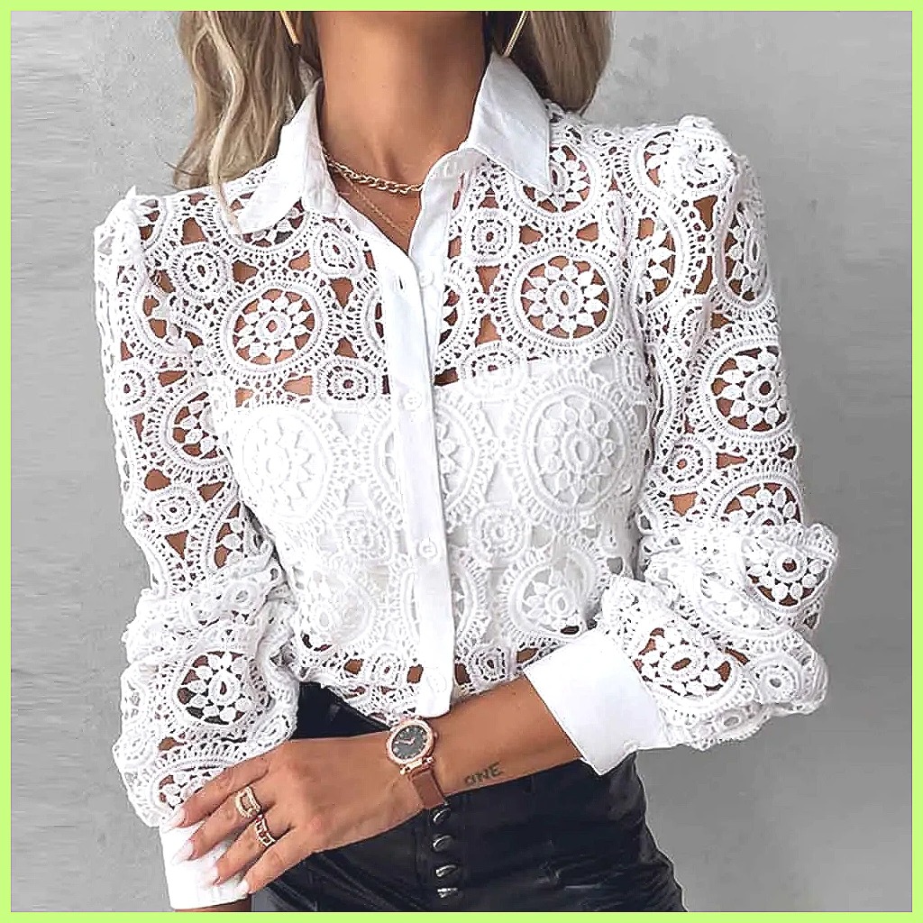Camisa Blanca de Encaje para M - Blouses reseña y precio