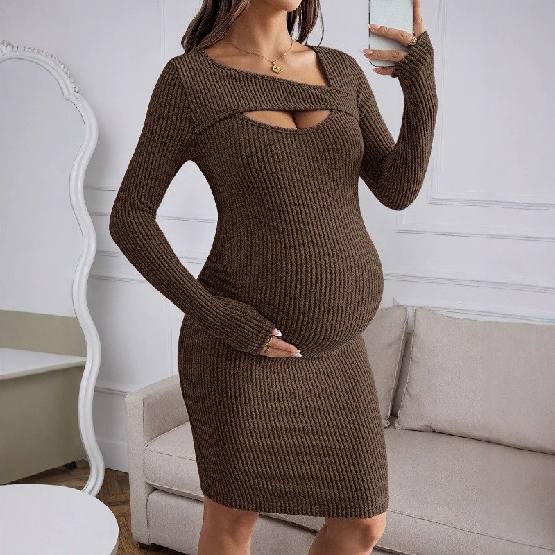 Ropa de Maternidad, Vestido de - Bodycon Long Sleeve Ribbed Dress reseña y precio
