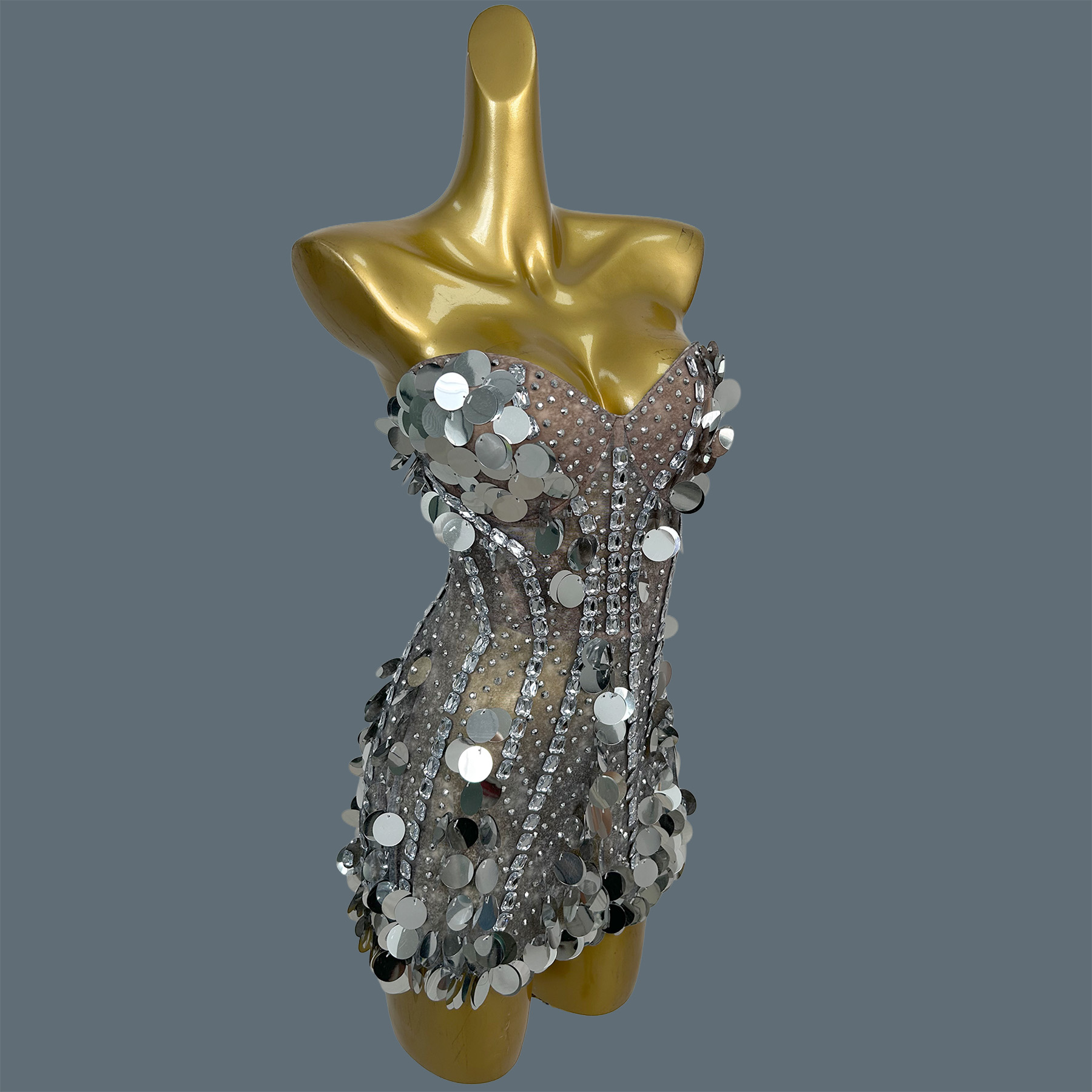 Vestido Mini Sin Tirantes con  - Sparkly Rhinestone Club Party Dress reseña y precio
