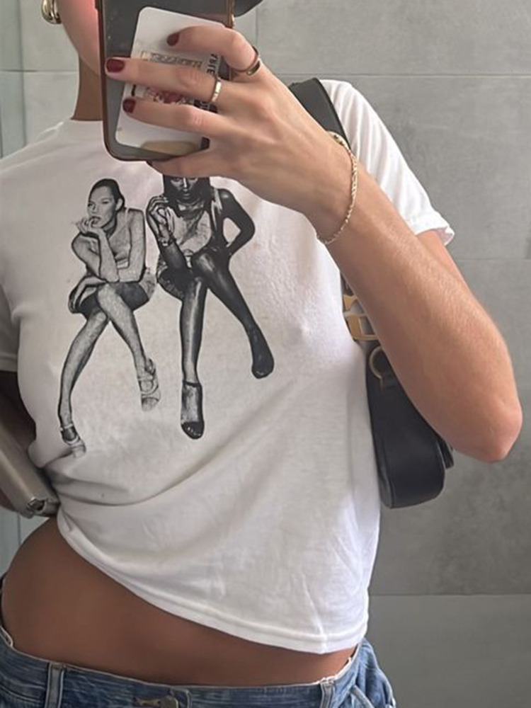 Camiseta estética de verano pa - Y2K Graphic Baby Tee Crop reseña y precio
