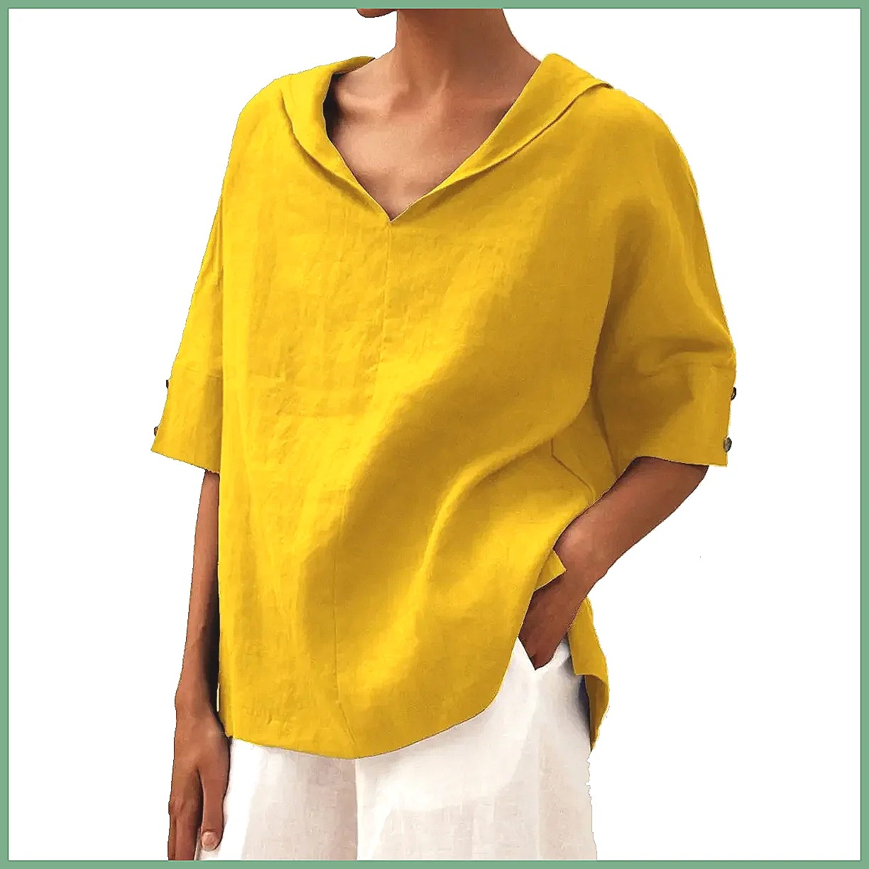 Camisa Holgada de Lino y Algod - Blouses reseña y precio