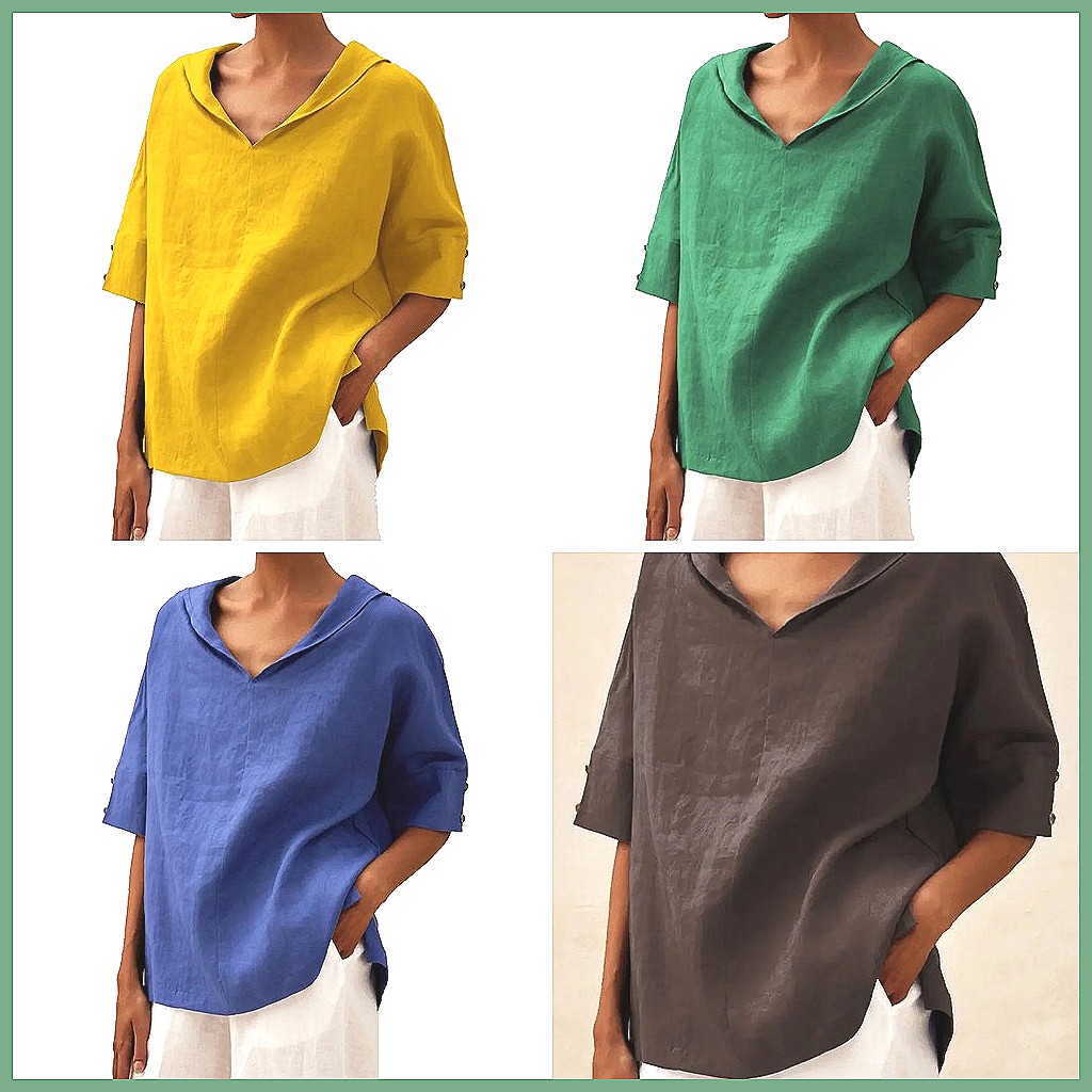 Camisa Holgada de Lino y Algod - Blouses reseña y precio