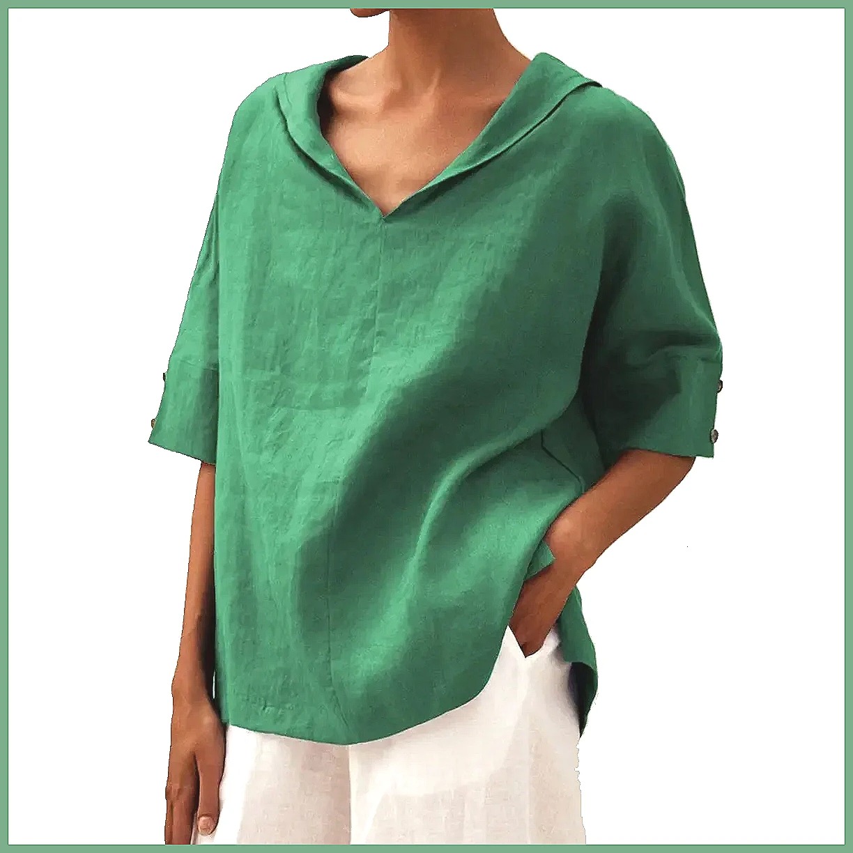 Camisa Holgada de Lino y Algod - Blouses reseña y precio