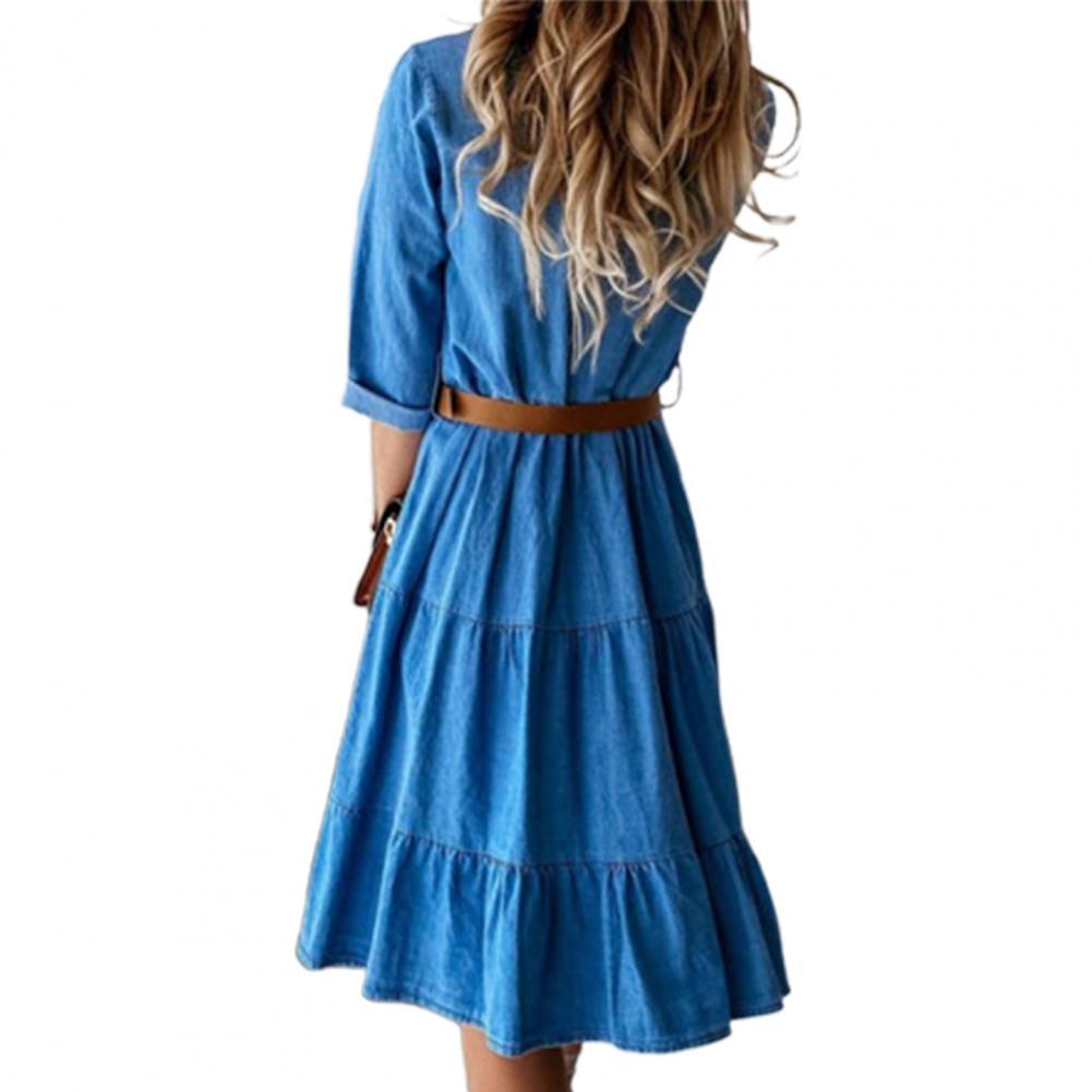 Vestido de Mezclilla con Manga - French Vintage Floral Midi Dress reseña y precio
